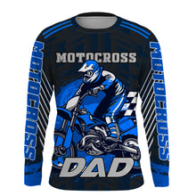 Load image into Gallery viewer, Blue Motocross Dad Jersey UPF30+ Personalized MX Shirt Dirt Bike Off-Road Long Sleeves PDT497
