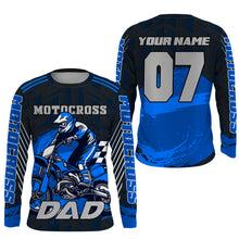 Load image into Gallery viewer, Blue Motocross Dad Jersey UPF30+ Personalized MX Shirt Dirt Bike Off-Road Long Sleeves PDT497