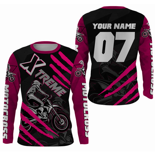 Extreme Motocross Jersey Men Kid UPF30+ Custom Pink Dirt Bike Shirt Women MX Off-Road Racing Jersey PDT581
