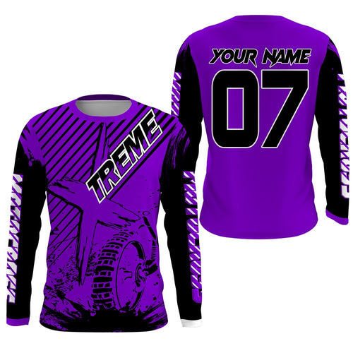 Purple Dirt Bike Jersey Men Kid Women UPF30+ Custom MX Riding Shirt Extreme Motocross Motorcycle PDT590