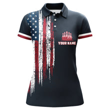 Load image into Gallery viewer, Custom Bowling Shirt With Name American Flag Bowling Jersey For Women Bowling Polo Shirt For Team BDT34