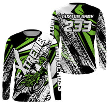 Load image into Gallery viewer, Green Motocross Racing Jersey Kid Men Women UPF30+ Custom Dirt Bike Extreme MX SX Racing Shirt PDT480