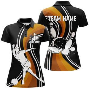 Black&Orange Bowling Jersey For Women Personalized Bowling Polo Shirt Bowling Team League Shirt BDT127