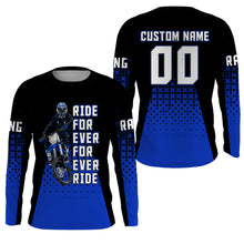 Load image into Gallery viewer, Kid Men Women Motocross Jersey Personalized UPF30+ Blue Dirt Bike Shirt Forever Ride MX Shirt PDT534