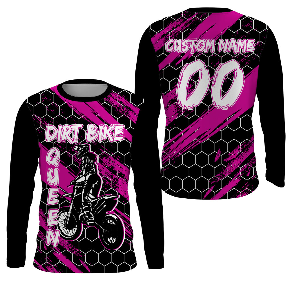 Custom Dirt Bike Jersey Women UPF30+ Girl Motocross Shirt Pink Racing Youth MX Jersey Motorcycle PDT536