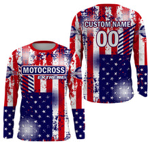 Load image into Gallery viewer, USA Motocross Jersey Youth Men Women UPF30+ Custom Dirt Bike Shirt Boys Girls Patriotic Motorcycle PDT540