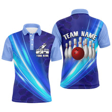 Load image into Gallery viewer, Bowling Shirt For Men Custom Bowling Polo Shirt For Team Personalized Navy Bowling Jersey BDT39