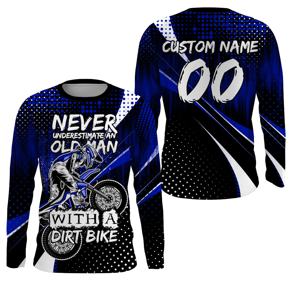 Blue Motocross Jersey Personalized UPF30+ Dirt Bike Shirt Men Women Kid MX Racing Motorcycle Jersey PDT546