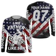 Load image into Gallery viewer, American Flag Motocross Dad Jersey UPF30+ Like Father Like Son Custom Dirt Bike Shirt MX Racing PDT486