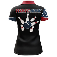 Load image into Gallery viewer, American Flag Bowling Polo Shirt Women Custom Bowling Jersey Patriotic Bowling Team League Shirt BDT111
