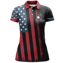 Load image into Gallery viewer, American Flag Bowling Polo Shirt Women Custom Bowling Jersey Patriotic Bowling Team League Shirt BDT111