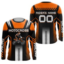 Load image into Gallery viewer, Personalized Motocross Jersey Kid Men UPF30+ Orange Dirt Bike Shirt Off-Road MX Motorcycle Jersey PDT576