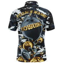 Load image into Gallery viewer, Custom Bowling Shirt for Men Camo Navy Bowling Team Jersey Men&#39;s Bowling Polo Shirt BDT41