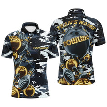 Load image into Gallery viewer, Custom Bowling Shirt for Men Camo Navy Bowling Team Jersey Men&#39;s Bowling Polo Shirt BDT41