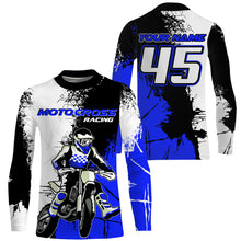 Load image into Gallery viewer, MX Jersey Kid Men Women UPF30+ Custom Dirt Bike Shirt Blue Motocross Racing Off-Road Motorcycle PDT592