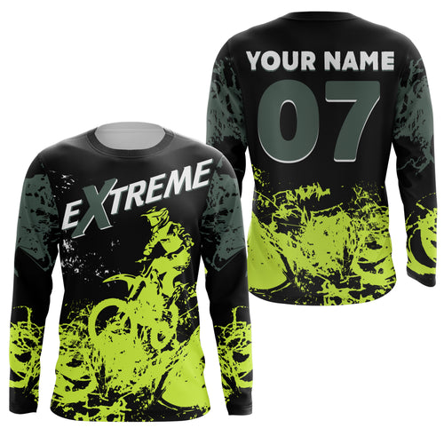 Custom MX Jersey Kid Men Women UPF30+ Green Dirt Bike Off-Road Shirt Motocross Motorcycle Riding PDT597