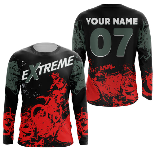 Custom MX Jersey Kid Men Women UPF30+ Red Dirt Bike Off-Road Shirt Motocross Motorcycle Riding PDT598
