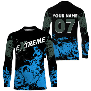 Custom Blue MX Jersey Kid Men Women UPF30+ Dirt Bike Off-Road Shirt Motocross Motorcycle Riding PDT599