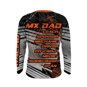 MX Dad Jersey UPF30+ Custom Dirt Bike Shirt Orange Motocross Racing Long Sleeves PDT496