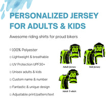 Load image into Gallery viewer, Custom green Dirt Bike youth women men jersey upf30+ off-road motocross racing shirt motorcycle PDT420