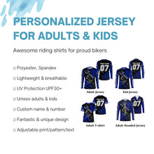 Load image into Gallery viewer, Xtreme customizable UPF30+ blue MX jersey for kid youth adult dirt bike racing shirt motorcycle PDT33