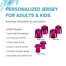 Load image into Gallery viewer, Personalized pink MX jersey UPF30+ extreme kid&amp;adult Motocross biker girl racing shirt motorcycle PDT275
