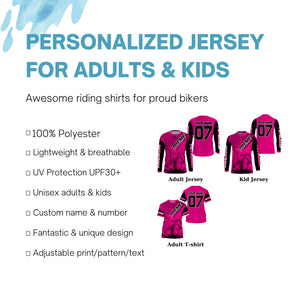 Personalized pink MX jersey UPF30+ extreme kid&adult Motocross biker girl racing shirt motorcycle PDT275