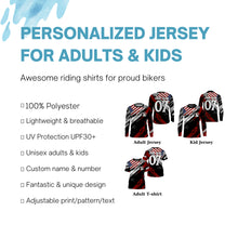 Load image into Gallery viewer, Personalized USA flag Motocross jersey UPF30+ dirt bike off-road shirt kid men women Patriotic PDT352