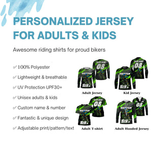 Custom green adult kid MTB jersey UPF30+ Mountain bike shirt youth boys girls cycling clothes mens| SLC230