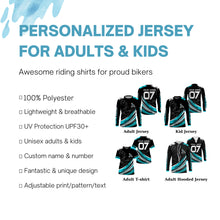 Load image into Gallery viewer, Xtreme blue dirt bike for adult kid youth custom MX jersey UV protective motorcycle riding shirt PDT77