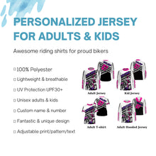 Load image into Gallery viewer, Biker girl pink custom MX jersey UPF30+ dirt bike kid adult Motocross racing shirt motorcycle PDT60