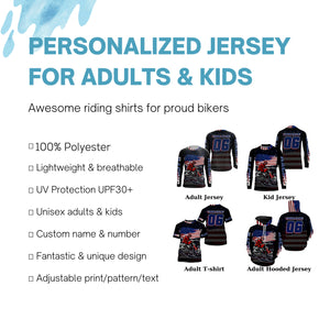 USA Motocross kid adult jersey personalized upf30+ patriotic off-road biker shirt motorcycle PDT438