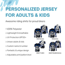 Load image into Gallery viewer, Blue custom Motocross jersey UV protective MX shirt for kid men women dirt bike racing racewear PDT65