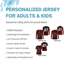 Load image into Gallery viewer, Xtreme Motocross kid&amp;adult custom UV red MX jersey biker racing shirt motorcycle long sleeves PDT225