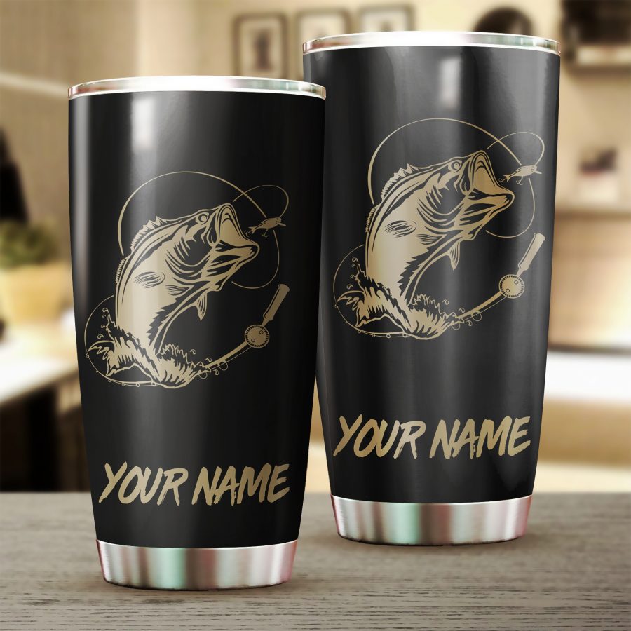 Bass fishing Tumbler Cup Customize name Personalized Fishing mug gift for fisherman - IPH942