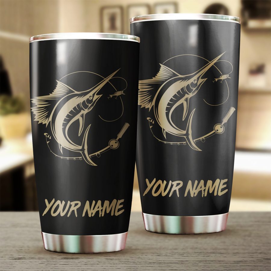 Sailfish fishing Tumbler Cup Customize name Personalized Fishing mug gift for fisherman - IPH946