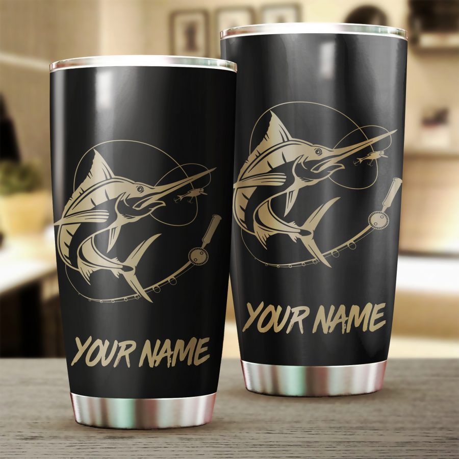 Swordfish Fishing Tumbler Cup Customize name Personalized Fishing gift for fisherman - IPH983