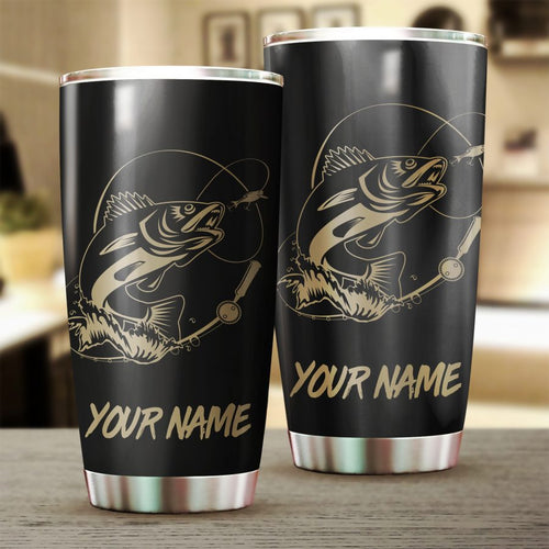 Walleye Fishing Tumbler Cup Customize name Personalized Fishing gift for fisherman - IPH985