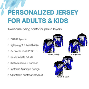 Personalized MX jersey UPF30+ dirt bike off-road kid&adult Motocross racing blue motorcycle shirt PDT213