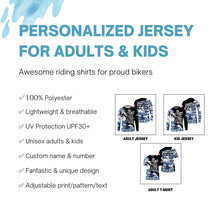Load image into Gallery viewer, Blue camo custom dirt bike jersey kid&amp;adult UV Motocross racing shirt off-road extreme motorcycle PDT141