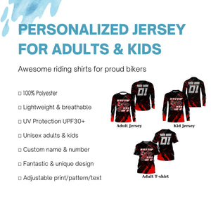 Motorcycle jersey black&red UPF30+ custom dirt bike off-road shirt Motocross extreme long sleeves PDT197