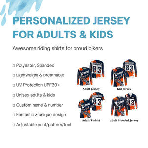 White personalized Motocross jersey adult&kid dirt bike shirt UV protective MX xtreme motorcycle PDT20