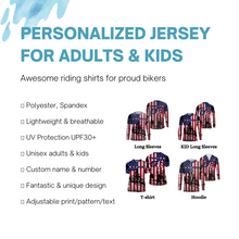 Load image into Gallery viewer, American Flag Motocross Jersey Personalized UPF30+ Adult&amp;Kid Patriotic MX Racing Motorcycle Jersey| NMS720