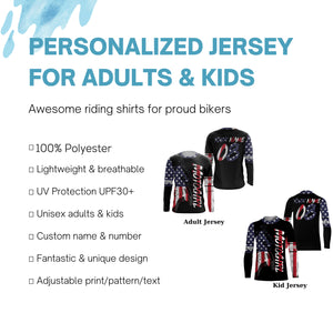 MotoGirl Personalized Jersey UPF30+ Patriotic Motocross Girl Dirt Bike Riding Shirt Women Bikers NMS1148