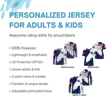 Load image into Gallery viewer, Kids men women motocross jerseys custom name&amp;number blue white dirt bike shirt UV racing motorcycle PDT161