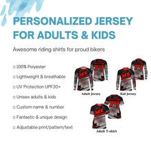 Load image into Gallery viewer, Personalized Motocross Jersey Youth Men Women Red Dirt Bike Off-Road Shirt UPF30+ Motorcycle PDT379