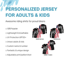 Load image into Gallery viewer, Custom dirt bike jersey UPF30+ Patriotic motocross off-road American flag extreme MX racing shirt PDT277