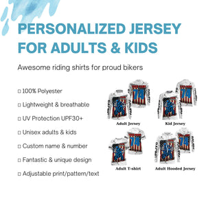 Personalized Motocross jersey for kid adult UPF30+ Patriotic dirt bike shirt American Flag PDT398