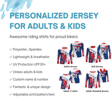 Load image into Gallery viewer, Patriotic BMX jersey Personalized UPF30+ USA Cycling gear American adult kid BMX bike shirt| SLC23