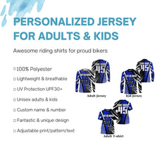 Load image into Gallery viewer, Blue Motocross Men Women Kid Jersey UPF30+ Custom Dirt Bike Off-Road Jersey Extreme Racing Shirt PDT372